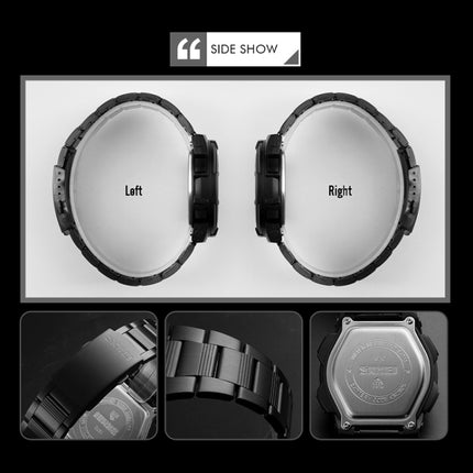 SKMEI 1370 Multifunctional Men Outdoor Sports Noctilucent Waterproof Stainless Steel Digital Wrist Watch, SKMEI 1370