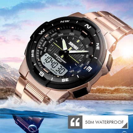 SKMEI 1370 Multifunctional Men Outdoor Sports Noctilucent Waterproof Stainless Steel Digital Wrist Watch, SKMEI 1370