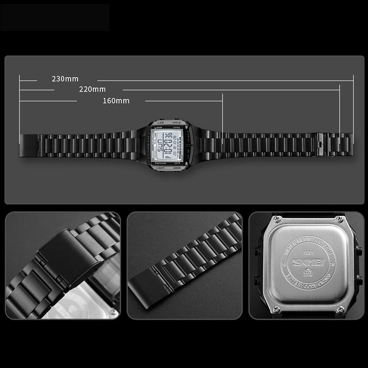 SKMEI 1381 Multifunctional Men Outdoor Business Sport Noctilucent Waterproof Digital Wrist Watch