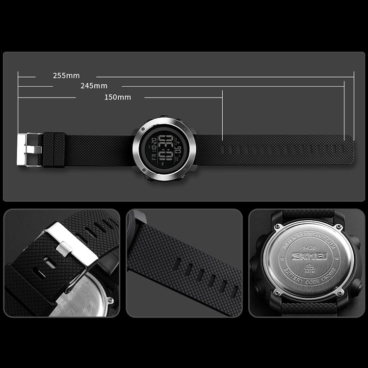 SKMEI 1426 Multifunctional Outdoor Fashion Noctilucent Waterproof White Machine Rubber Ring Digital Watch, White Machine Rubber Ring, 1426 White Machine Rubber Ring