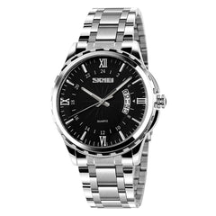 SKMEI 9069 Multifunctional Outdoor Fashion Business Waterproof Silver Shell Quartz Wrist Watch