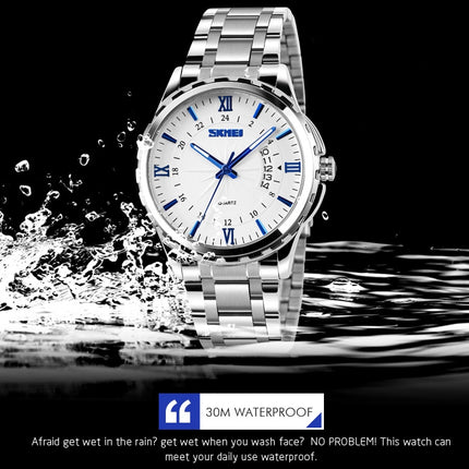 SKMEI 9069 Multifunctional Outdoor Fashion Business Waterproof Interval Gold Shell Quartz Wrist Watch