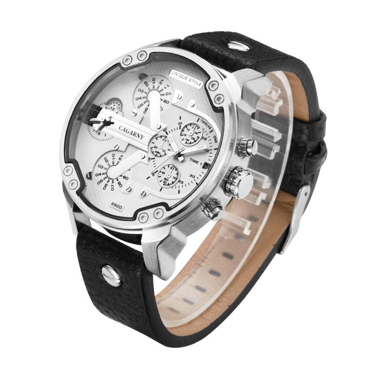 CAGARNY 6820 Fashionable Multifunctional Style Quartz Business Sport Wrist Watch with Leather Band & GMT Time & Calendar & Luminous Display for Men(Brown Band White Window), Brown Band White Window, Black Band White Window, Brown Band Blue Window������...