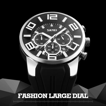 SKMEI 9128 Fashion Multifunctional 3D Large Dial Sports Wristwatch 30m Waterproof Quartz Watch