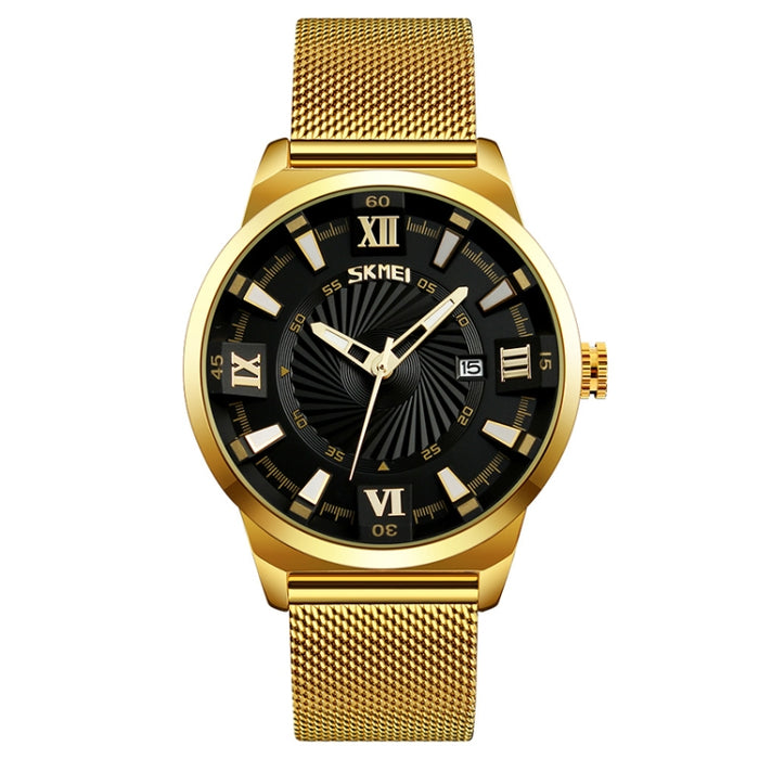 SKMEI 9166 Fashion Men Business Watch 30m Waterproof Metal Quartz Wristwatch