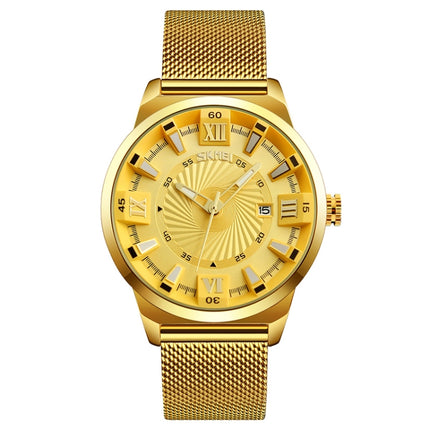 SKMEI 9166 Fashion Men Business Watch 30m Waterproof Metal Quartz Wristwatch