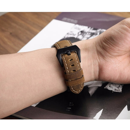 Crazy Horse Layer Frosted Silver Buckle Watch Leather Watch Band, Size: 22mm
