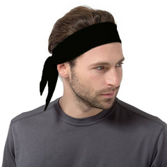 Unisex Sweat Wicking Stretchy Exercise Yoga Gym Bandana Headband Sweatband Head Tie Scarf Wrap, Size: 1.2*0.06m, Headband Sweatband (Black)