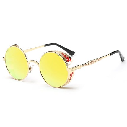 Retro Carved Round Sunglasses, Sunglasses#Tyrant gold box gold, Sunglasses#Gold frame gray sheet, Sunglasses#Gold frame red film, Sunglasses#silver frame ice blue, Sunglasses#silver frame gray sheet, Sunglasses#silver frame white mercury               ...