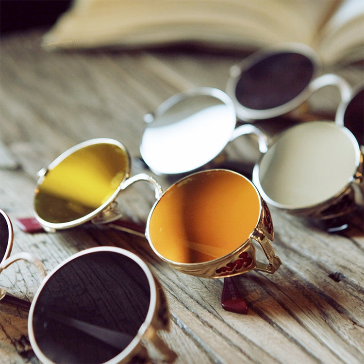 Retro Carved Round Sunglasses, Sunglasses#silver frame gray sheet, Sunglasses#silver frame white mercury, Sunglasses#rimmed gray tablets, Sunglasses#Tyrant gold box gold, Sunglasses#Gold frame gray sheet, Sunglasses#Gold frame red film�����������������...
