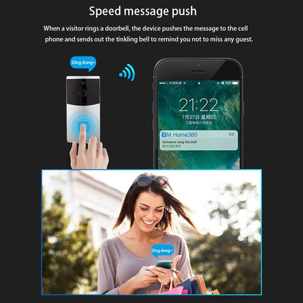 VESAFE Home VS-M2 HD 720P Security Camera Smart WiFi Video Doorbell Intercom, Support TF Card & Night Vision & PIR Detection APP for IOS and Android