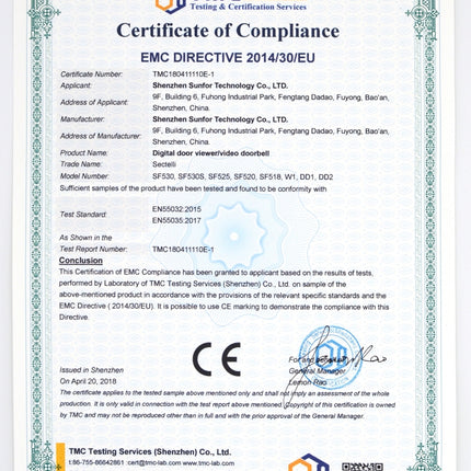 SN520A 3.5 inch Screen 1.0MP Security Camera Digital Peephole Door Viewer