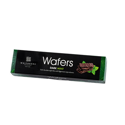 Whitakers dark chocolate covered mint wafers in carton