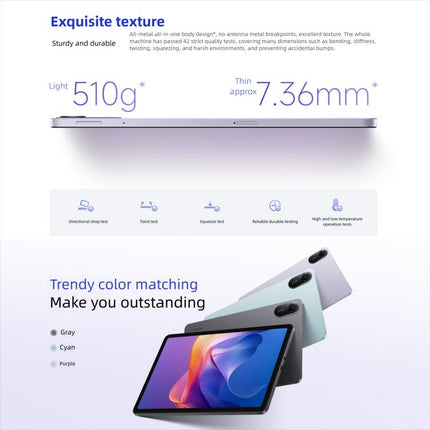 REDMI Pad 2 11 inch, 6GB+256GB, HyperOS 2, MediaTek G100-Ultra Octa Core CPU, 6GB+128GB