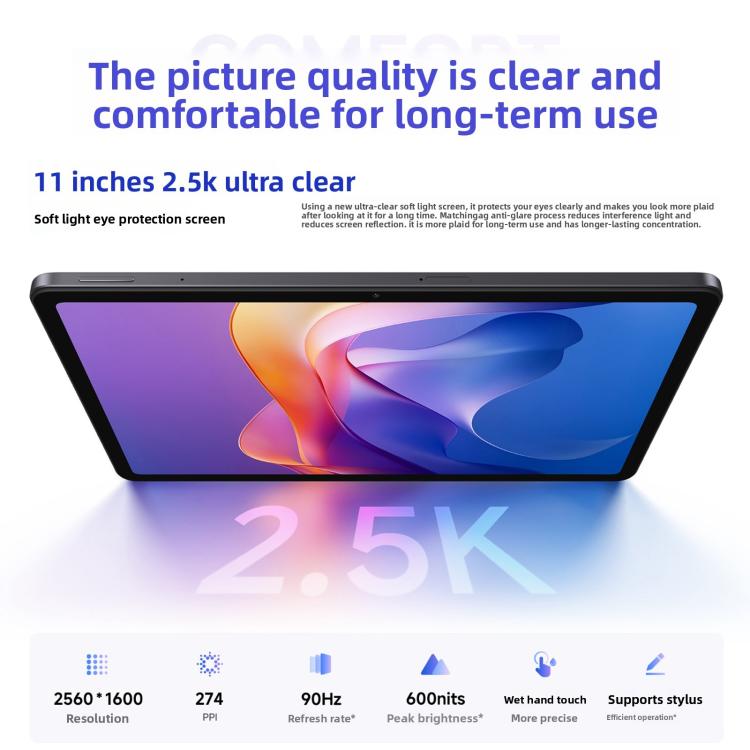 REDMI Pad 2 11 inch Tablet PC, 8GB+256GB, HyperOS 2, MediaTek G100-Ultra Octa Core CPU
