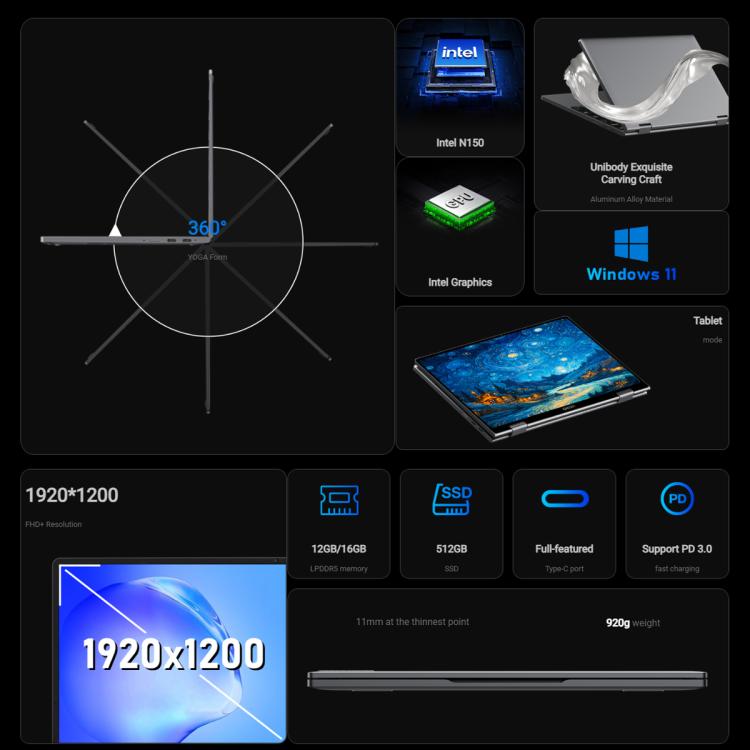 CHUWI MiniBook X, 10.51 inch, 12GB+512GB Windows 11, MiniBook X 12GB+512GB
