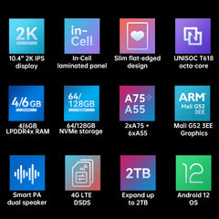 Android 12 UNISOC T618 Octa Core 2.0GHz, Support GPS & BT & Dual Band WiFi & Dual SIM, iPlay 50 6GB+128GB
