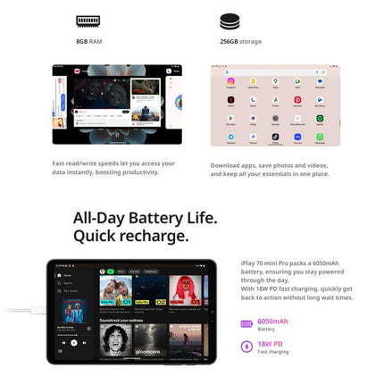 ALLDOCUBE iPlay 70 Mini Pro Tablet PC, 8GB+256GB, 8.4 inch Android 15 MTK MT8791 Octa Core Support Dual SIM 4G LTE