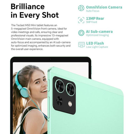 Teclast M50 Mini WiFi Tablet PC, 4GB+128GB, 8.7 inch Android 15 Unisoc T606 Octa Core