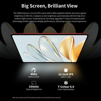 Teclast T60AI WiFi Tablet PC, 6GB+128GB, 12 inch Android 15 Allwinner A733 Octa Core with NPU