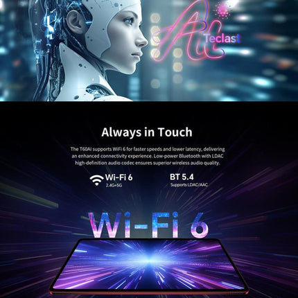 Teclast T60AI WiFi Tablet PC, 6GB+128GB, 12 inch Android 15 Allwinner A733 Octa Core with NPU