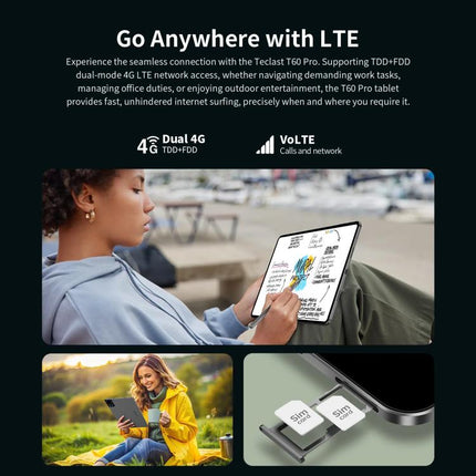 Teclast T60 Pro 4G LTE Tablet PC, 8GB+128GB, 12 inch Android 15 MediaTek Helio G99 Octa Core, Support Dual SIM, T60 Pro
