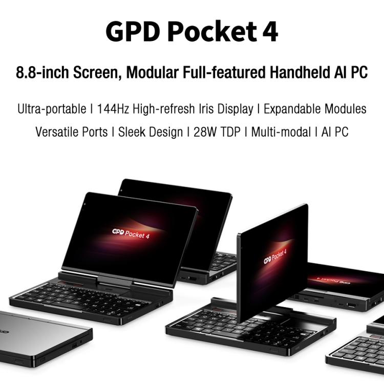 GPD Pocket 4 Handheld Gaming PC, 16GB+1TB, 8.8 inch Windows 11 Home AMD Ryzen 7 8840U, US Plug, Ryzen7 16GB+1TB
