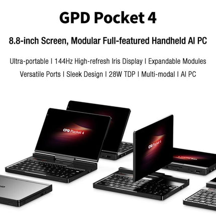 GPD Pocket 4 Handheld Gaming PC, 16GB+1TB, 8.8 inch Windows 11 Home AMD Ryzen 7 8840U, US Plug, Ryzen7 16GB+1TB