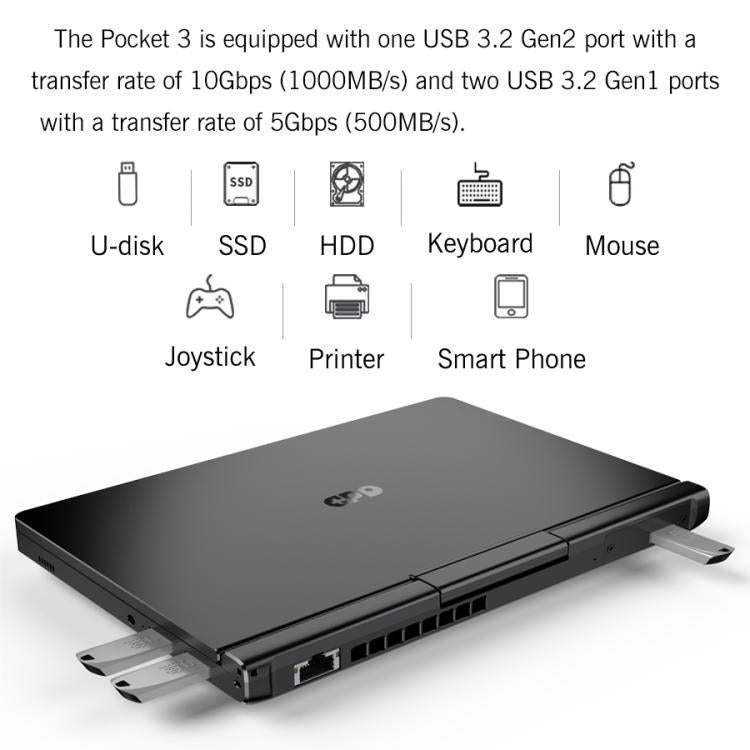 GPD Pocket 3 Handheld PC, 16GB+512GB, 8 inch Windows 11 Home Intel Core i3-1125G4, EU Plug, WMC2572EU, WMC2572UK, WMC2572US