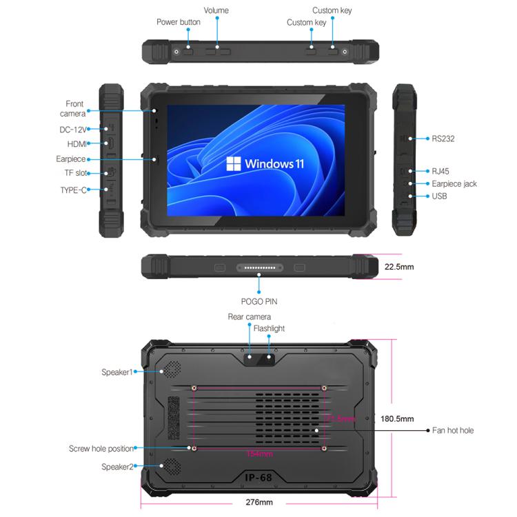 CENAVA W10Y IP68 Rugged Tablet PC, 8GB+128GB, 10.1 inch Windows 11 Intel Core i5-10210Y Quad Core, EU Plug