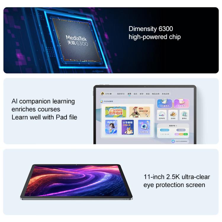 Lenovo Xiaoxin Pad 11 inch WiFi Tablet, 8GB+128GB, Android 15, MediaTek Dimensity 6300 Octa Core,US Plug, 8GB+128GB