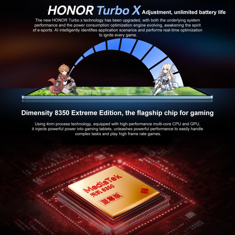Honor Pad GT WiFi Tablet PC, 11.5 inch 8GB+128GB MagicOS 9.0 Dimensity 8350 Ultra Octa Core, 8GB+128GB