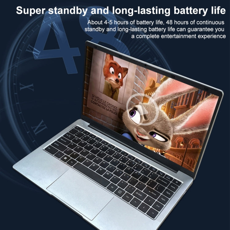 S07 14 inch Ultrathin Laptop, 12GB+512GB, Windows 11 Intel Celeron J4025 Dual Core, US Plug (Silver), J4025 12GB+512GB