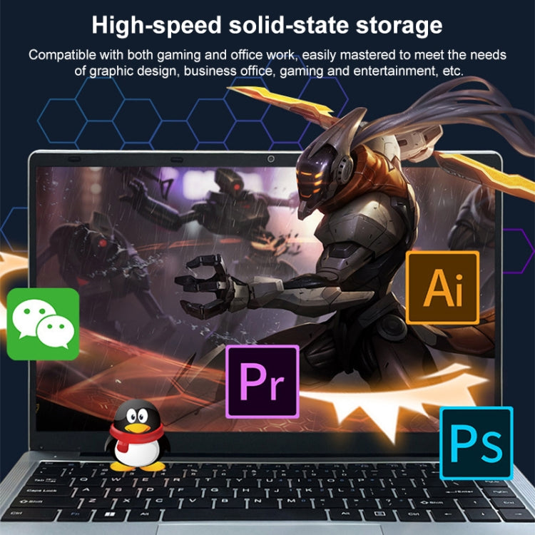 S07 14 inch Ultrathin Laptop, 12GB+512GB, Windows 11 Intel Celeron J4025 Dual Core, US Plug (Silver), J4025 12GB+512GB