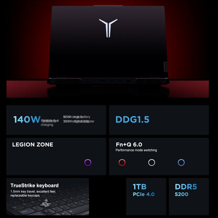 Lenovo LEGION Y9000P 2024 Laptop, 16 inch, 16GB+1TB, Windows 11, AMD Ryzen 9 7945HX 16-Core, US Plug