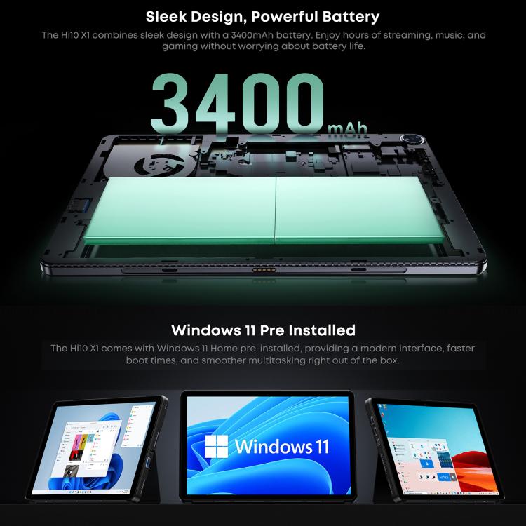 CHUWI Hi10 X1 10.1 inch Tablet PC, 8GB+256GB, Windows 11 Home, Intel Alder Lake N100 Quad Core,EU Plug, Hi10 X1 8GB+256GB