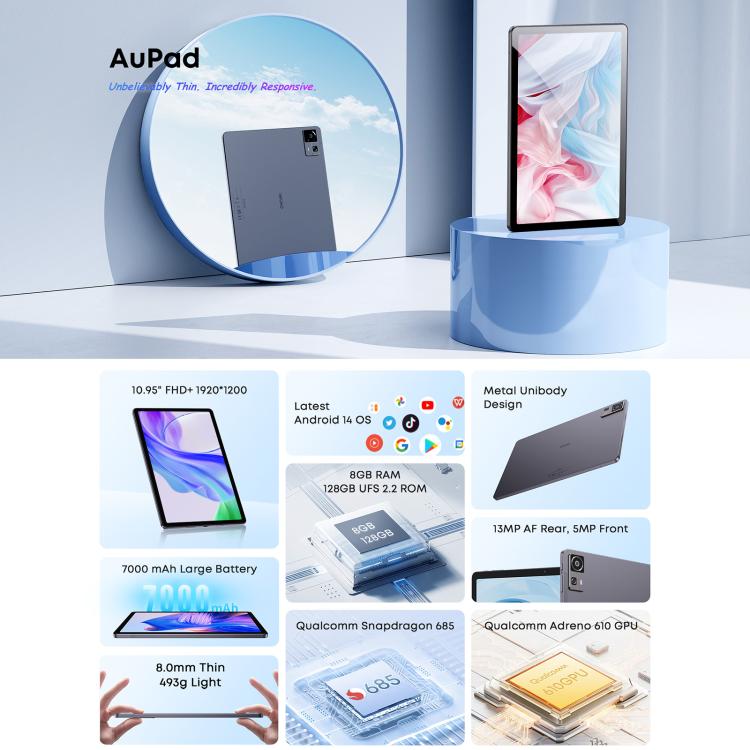 CHUWI AUPad 10.95 inch Tablet PC, 8GB+128GB, Android 14, Qualcomm Snapdragon 685 Octa Core,EU Plug