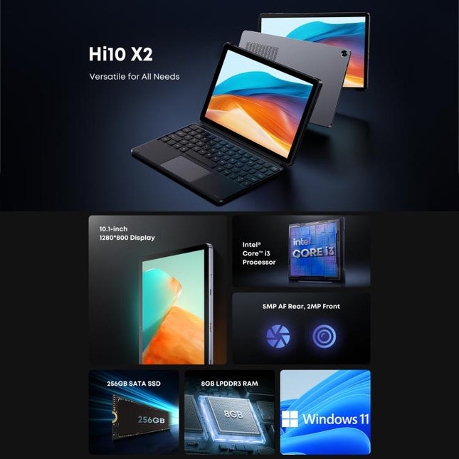CHUWI Hi10 X2 10.1 inch Tablet PC, 8GB+256GB, Windows 11, Intel Core i3-10100Y Quad Core,EU Plug