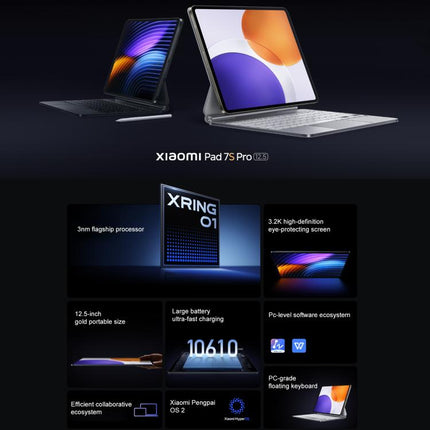 Xiaomi Pad 7S Pro 12.5 inch, 16GB+1TB, HyperOS 2, XRING O1 3nm Deca Core CPU