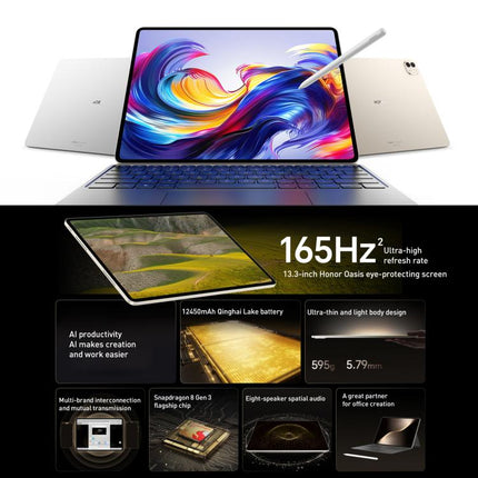 Honor MagicPad3 13.3 inch WiFi Tablet PC, 8GB+256GB MagicOS 9.0.1 Qualcomm Snapdragon 8 Gen3 Octa Core, 8GB+256GB