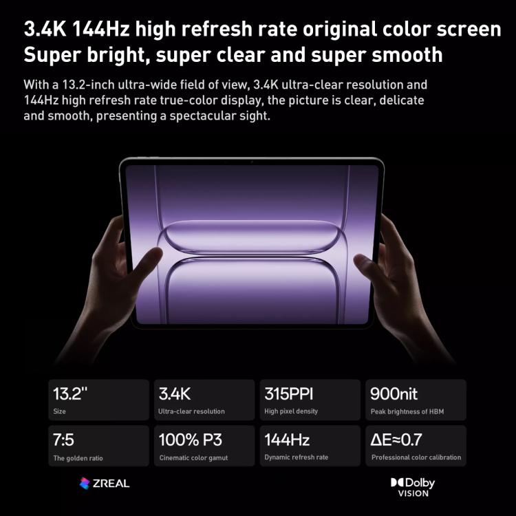 OnePlus Pad 2 Pro 13.2 inch WiFi Tablet PC, 8GB+256GB ColorOS 15.0 Qualcomm Snapdragon 8 Ultra Octa Core CPU, 8GB+256GB