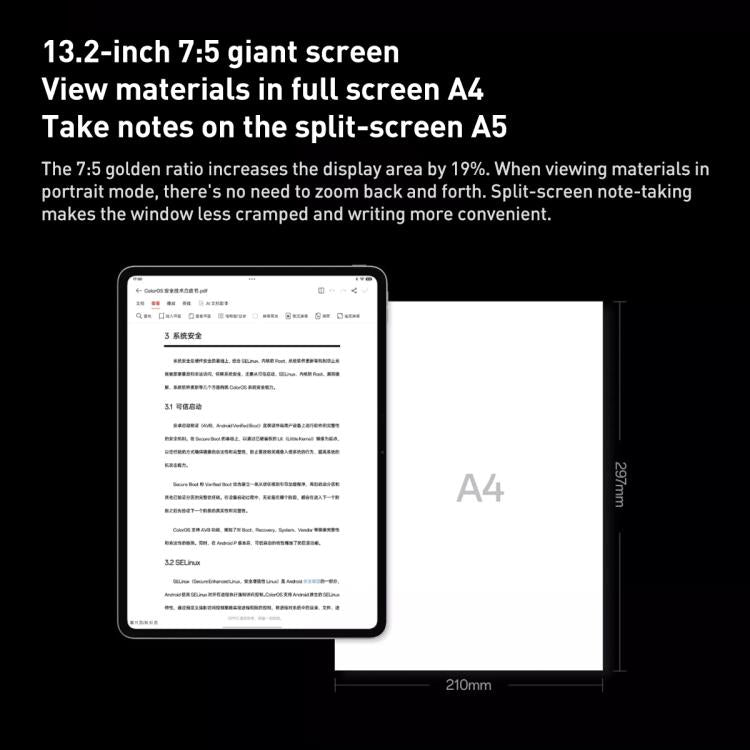 OnePlus Pad 2 Pro 13.2 inch WiFi Tablet PC, 12GB+256GB ColorOS 15.0 Qualcomm Snapdragon 8 Ultra Octa Core CPU, 12GB+256GB