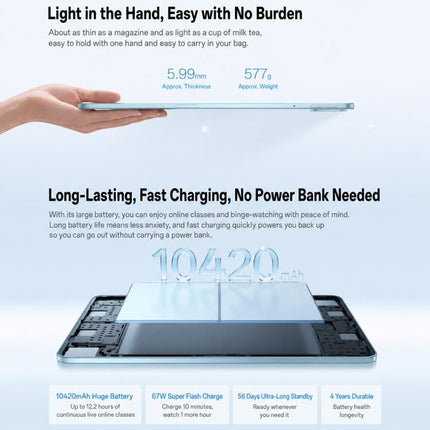 OPPO Pad 6 12.1 inch Tablet PC, 8GB+256GB, ColorOS 16 MediaTek Dimensity 9500s Octa Core, 8GB+256GB