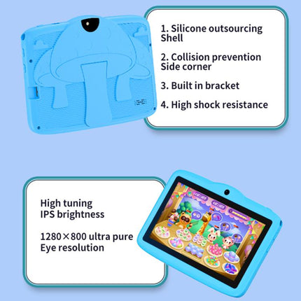 BDF 7 inch WiFi Kids Tablet PC with Mushroom Silicone Case, 1GB+16GB, Android 8.1 MTK6735 Quad Core CPU, US Plug, 3GB+32GB