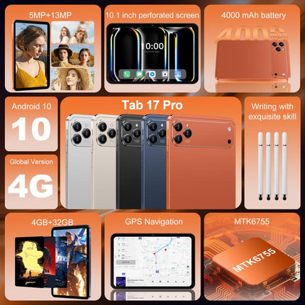 Tab 17 Pro 10.1 inch 4G LTE Tablet PC, 4GB+32GB, Android 10 MTK6755 Octa Core, US Plug, US Plug