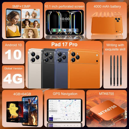 Pab 17 Pro 10.1 inch 4G LTE Tablet PC, 4GB+64GB, Android 10 MTK6755 Octa Core, UK Plug, UK Plug