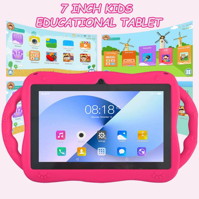 7 inch WiFi Kids Tablet PC with Giraffe Silicone Case, 1GB+16GB, Android 8.0 MTK6735 Quad Core CPU, UK Plug, UK Plug