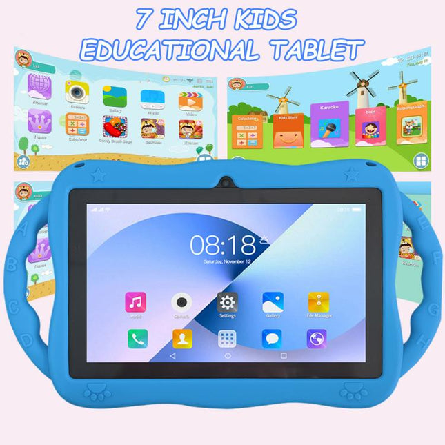 7 inch WiFi Kids Tablet PC with Giraffe Silicone Case, 1GB+16GB, Android 8.0 MTK6735 Quad Core CPU, UK Plug, UK Plug