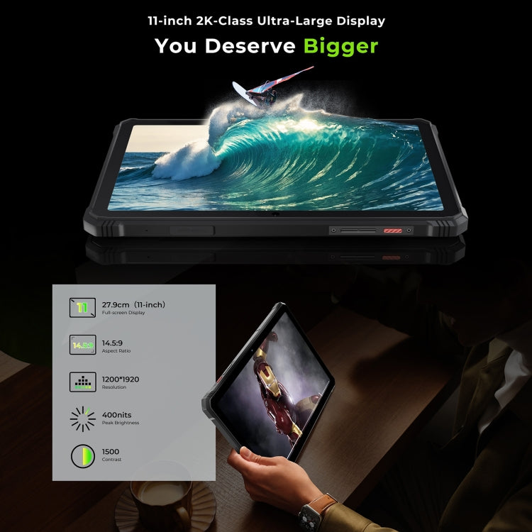 HOTWAV Tab R9 Pro IP68/IP69K Rugged Tablet, 6GB+256GB, 11 inch Android 14 Unisoc T606 Octa Core 4G Network, Global Version with Google Play, EU Plug
