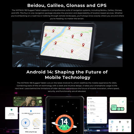 HOTWAV Tab R8 IP68/IP69K Rugged Tablet, 4GB+128GB, 10.1 inch Android 14 Unisoc T606 Octa Core 4G Network, Global Version with Google Play, EU Plug
